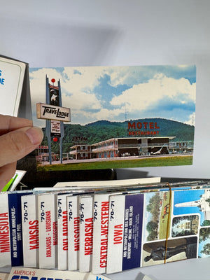 Vintage 1970 Trail Boss Club Travel Pouch Bundle | Sunoco Maps, Postcards & Road Trip Ephemera