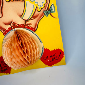 1920s 1930s Vintage Valentine Die Cut Elephant Pop Up Honeycomb Tissue Card To My Valentine “I’ll Never Forget!” 8x5.5