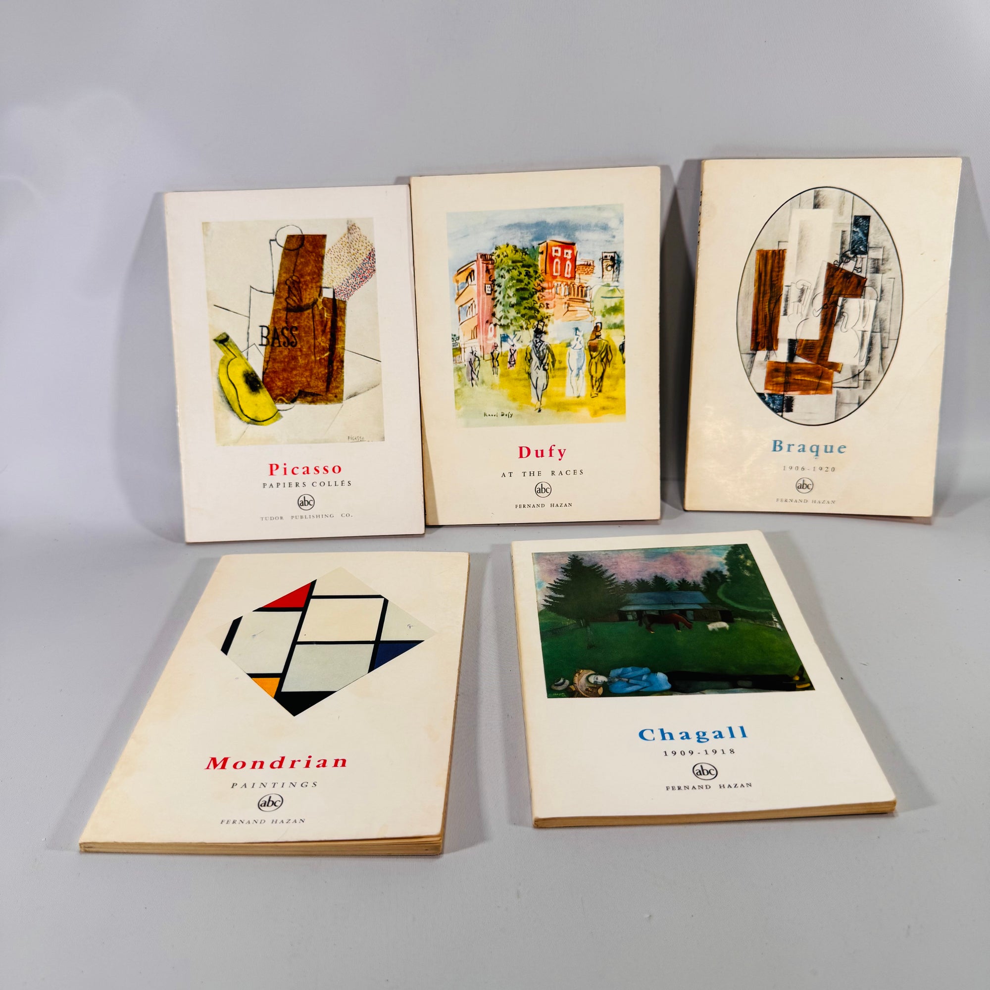 Set of 5 Vintage Art Books from Fernand Hazan 'abc' Collection (1958–1960) | Picasso, Dufy, Braque, Mondrian, Chagall | Illustrated French Art Series
