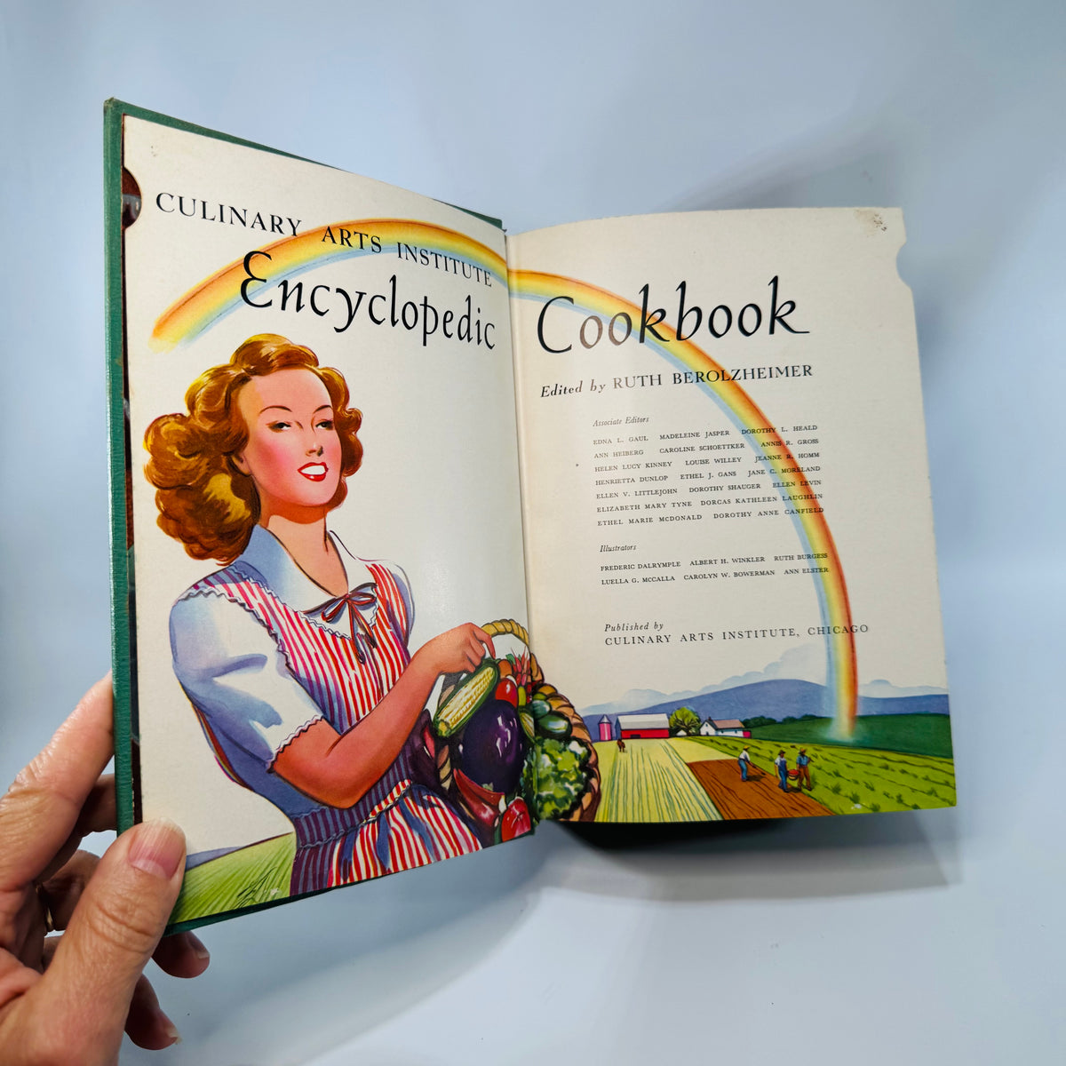 Vintage 1950s Cookbook Hardcover — Culinary Arts Institute Encyclopedic Cookbook (1950) — Ruth Berolzheimer | Thumb-Index Reference, Color Plates,