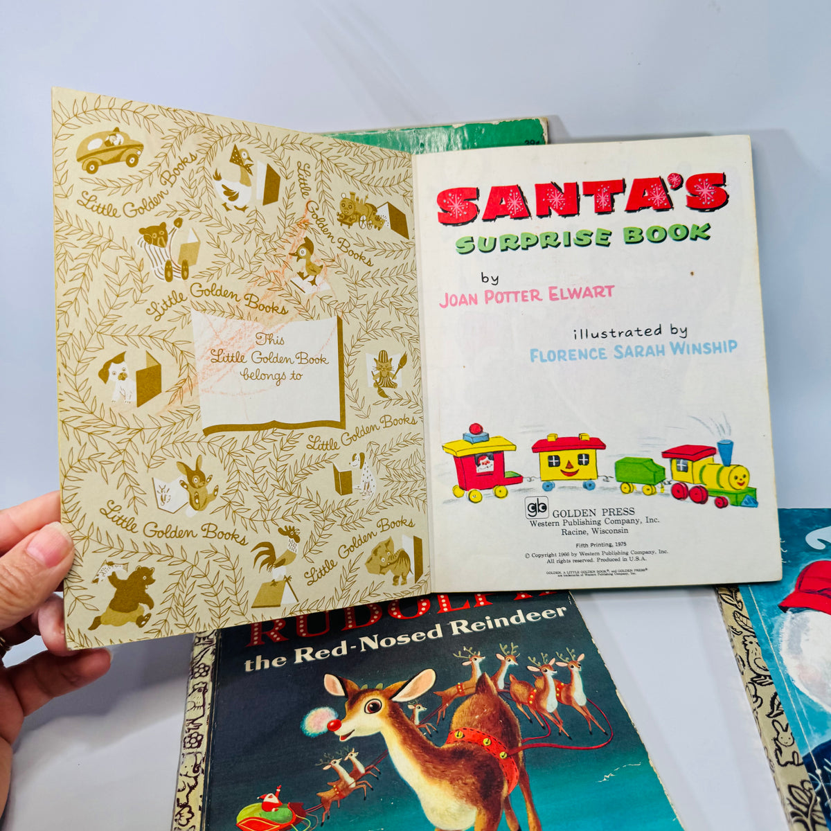 Vintage Little Golden Books Christmas Bundle of 4 — Night Before Christmas, Santa’s Surprise Book, Rudolph, Frosty (1970s printings) — Golden Press | Holiday Kids Classics
