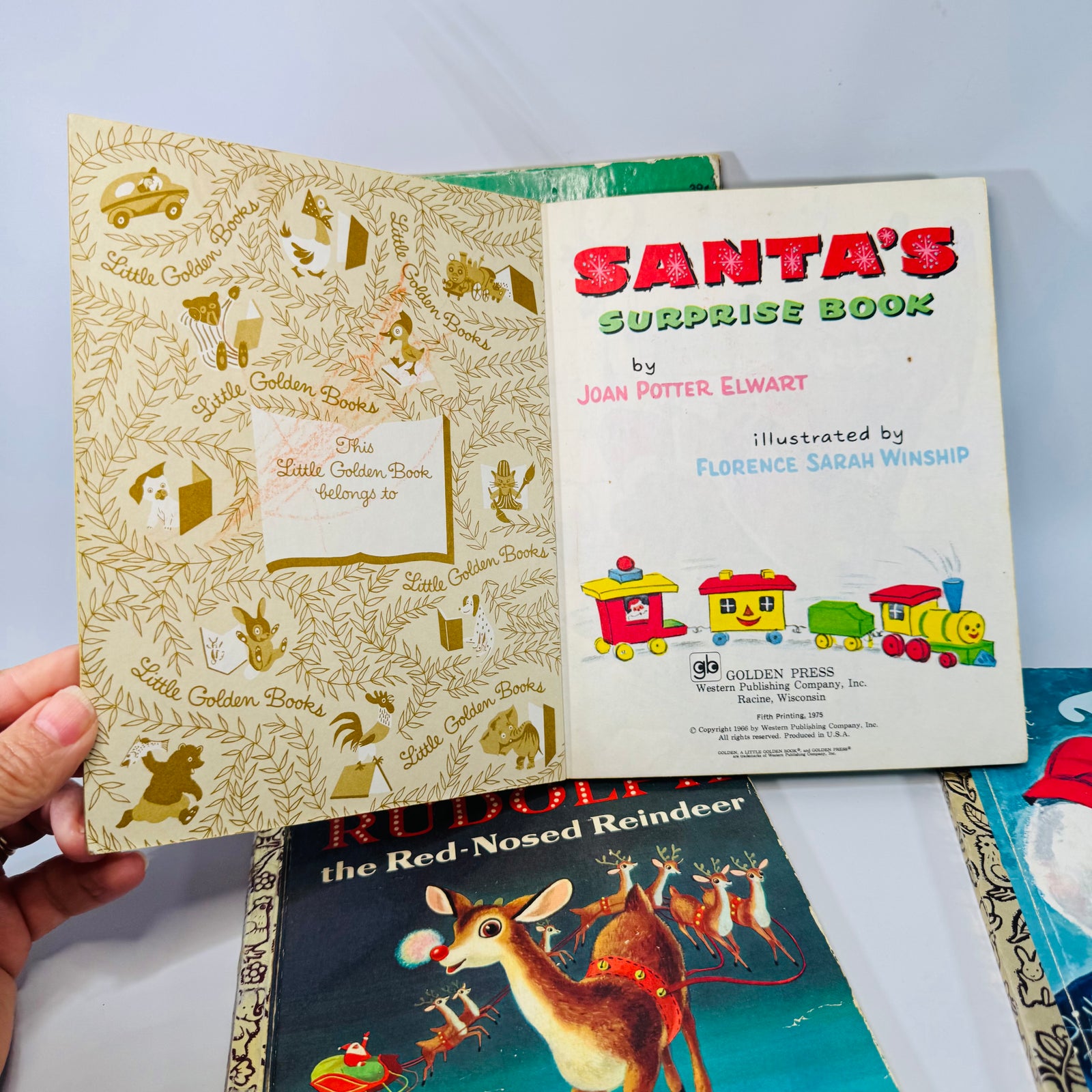 Vintage Little Golden Books Christmas Bundle of 4 — Night Before Christmas, Santa’s Surprise Book, Rudolph, Frosty (1970s printings) — Golden Press | Holiday Kids Classics