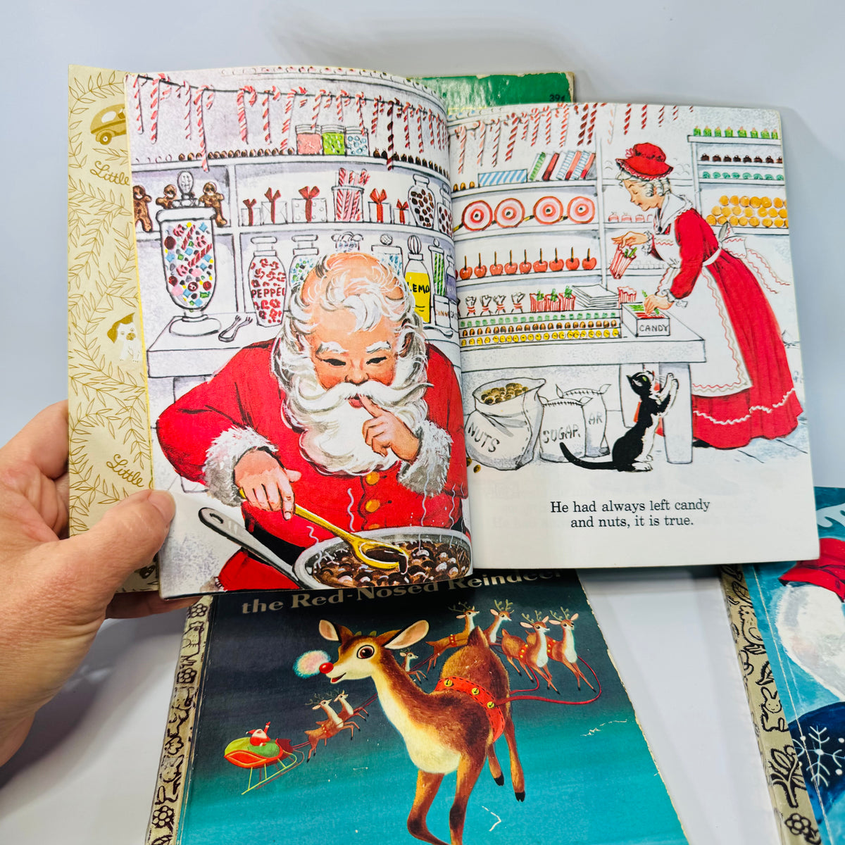 Vintage Little Golden Books Christmas Bundle of 4 — Night Before Christmas, Santa’s Surprise Book, Rudolph, Frosty (1970s printings) — Golden Press | Holiday Kids Classics
