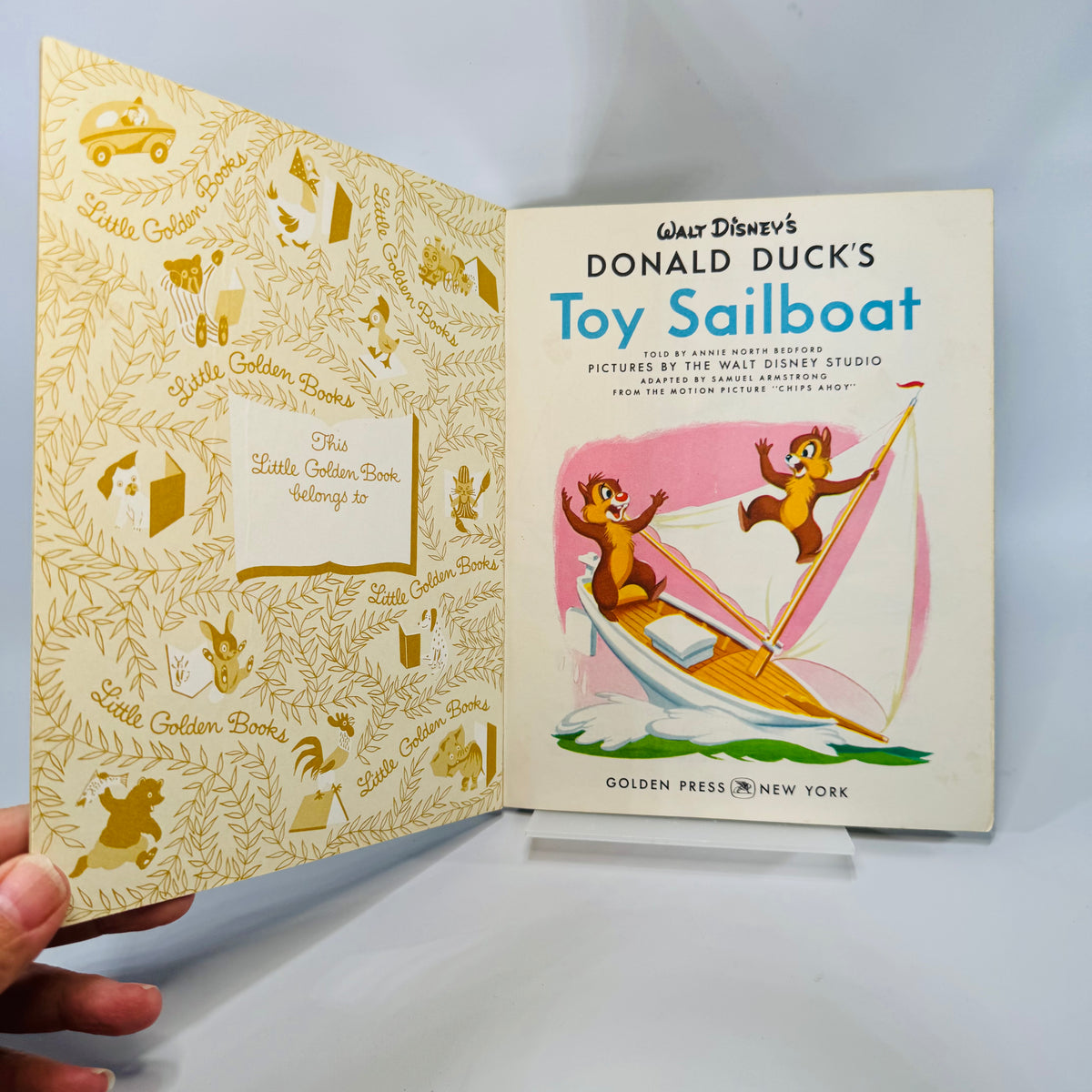Vintage Little Golden Book — Walt Disney’s Donald Duck’s Toy Sailboat (1954, 8th Printing) — Annie North Bedford | Golden Press Disney Classic, Children’s Illustrated Fiction