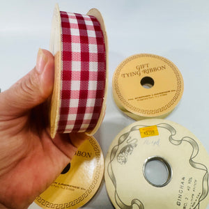 The Stephen Lawrence Co. Gift Tying Ribbon Lot of 4 Floral and Gingham Spools