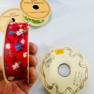 The Stephen Lawrence Co. Gift Tying Ribbon Lot of 4 Floral and Gingham Spools