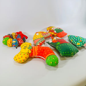 1970s to 1980s Cut and Sew Christmas Ornaments Lot of 7 Stuffed Fabric Decorations