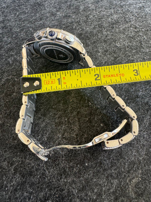 Judith Ripka Stainless Steel Chronograph Watch | Mother-of-Pearl Dial + Crystal Bezel