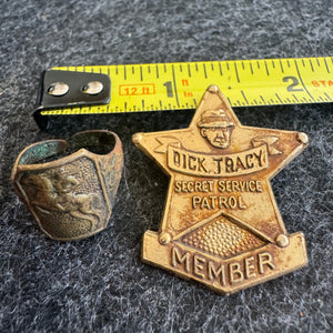 Dick Tracy Secret Service Patrol Badge + Cisco Kid Ring | Vintage Radio & Cereal Premiums
