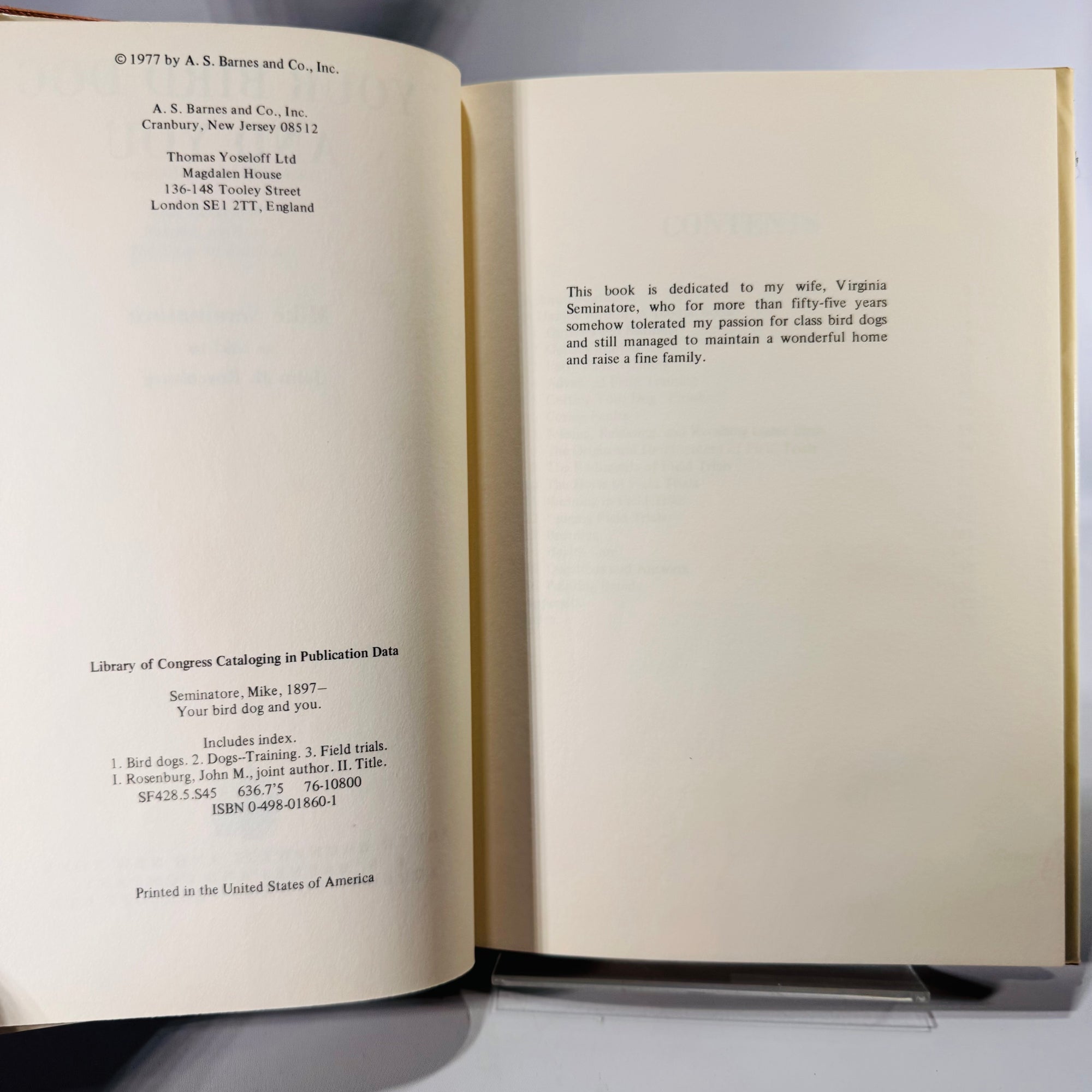 Your Bird Dog and You by Mike Seminatore (1977, Hardcover with Dust Jacket)