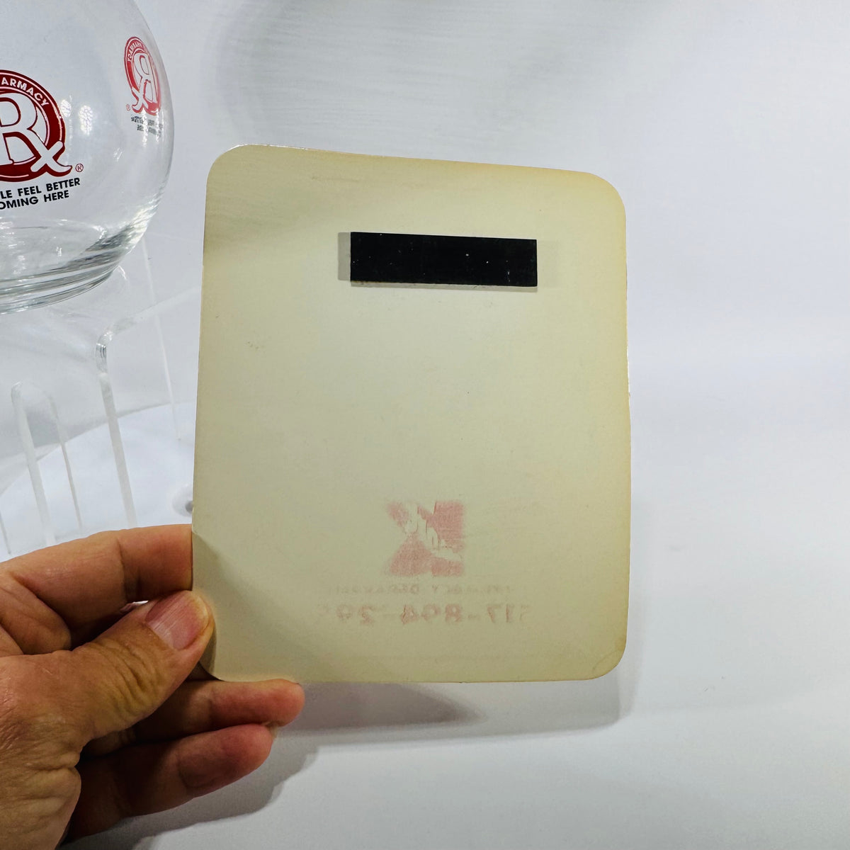 Vintage Kmart Pharmacy Rx Glass + Emergency Phone Numbers Fridge Magnet, Red K Logo Promo, Retro Drugstore Collectibles