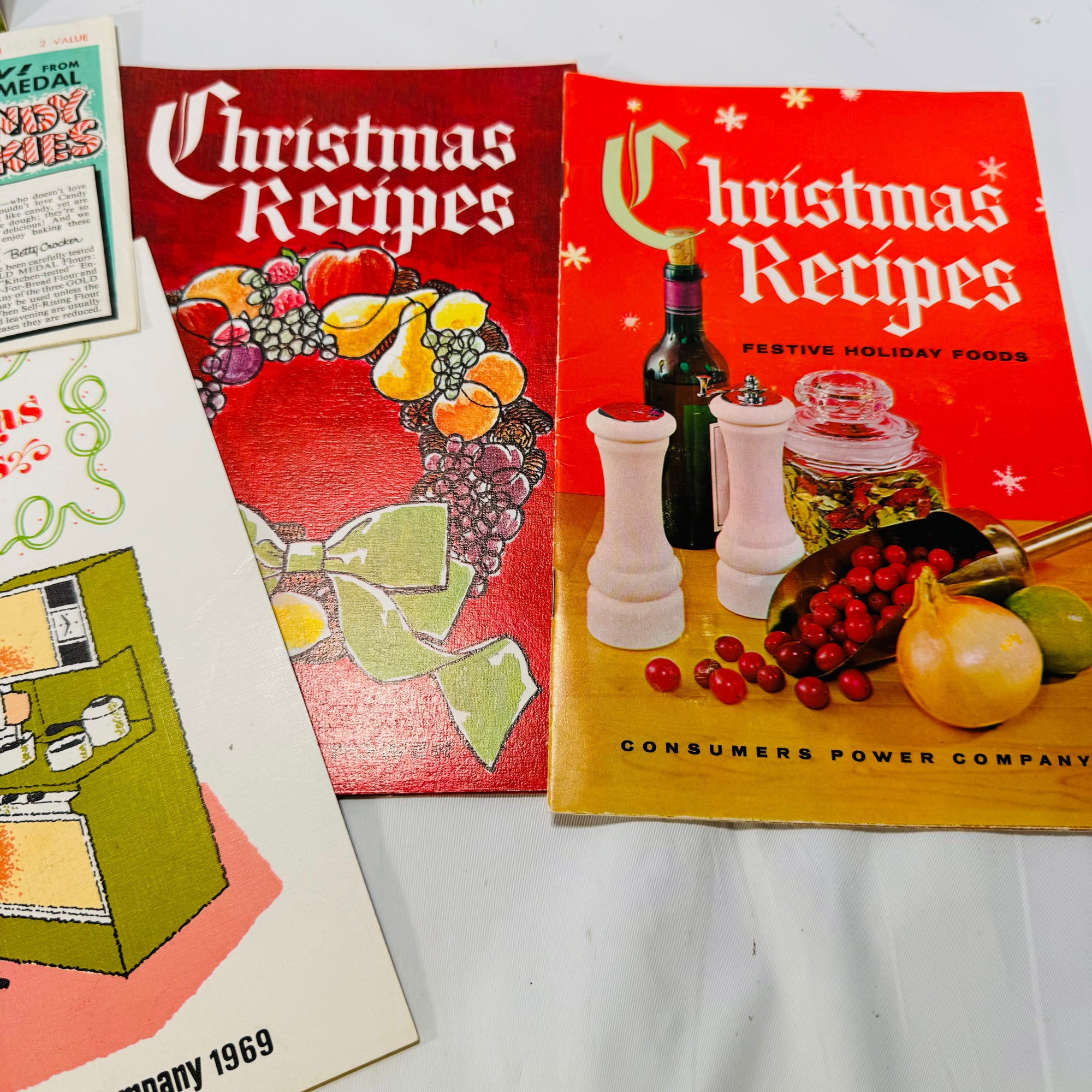 Seven Vintage Christmas Recipe Pamphlets by Pillsbury Consumers Energy Betty Crocker & More