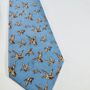 Hermès 476 IA Duck Motif Silk Necktie Made in France Blue