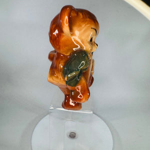 Vintage Monkey Wheelbarrow Planter | Brown & Green Ceramic Animal Vase