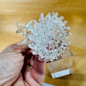 Clear Glass Leaping Dolphin Figurine 1970s Murano Style Art Glass Sculpture