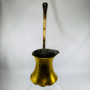 Vintage Brass Turkish Coffee Pot Cezve/Ibrik 12” Long | Hammered Brass Patina | Rustic Kitchen Decor | Wall Decor Coffee Pot