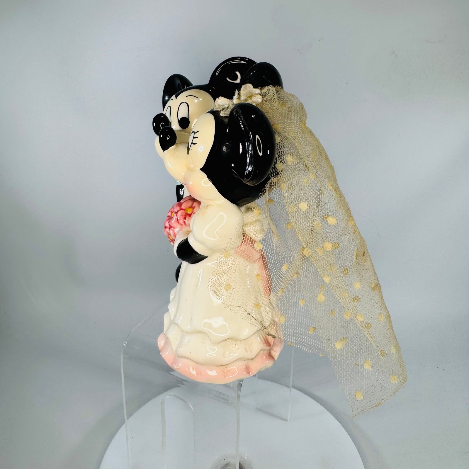 Vintage Disney Wedding Mouse Couple Figurine | Bride & Groom Cake Topper Decor | ©Disney Taiwan Disneyana Collectible | 5x4x2