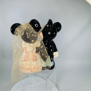 Vintage Disney Wedding Mouse Couple Figurine | Bride & Groom Cake Topper Decor | ©Disney Taiwan Disneyana Collectible | 5x4x2
