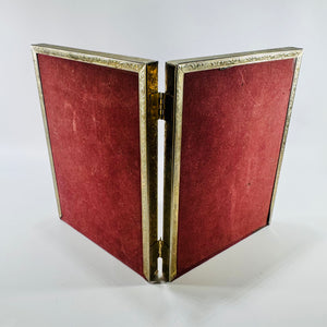 Gold Tone Metal Double Picture Frame 5x7 Mid Century Hinged Tabletop Frame