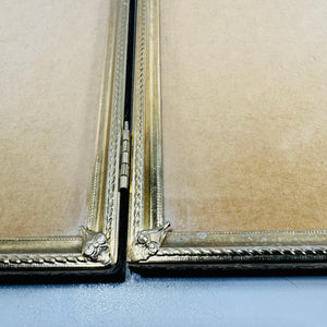 Gold Tone Metal Double Picture Frame 5x7 Mid Century Hinged Tabletop Frame