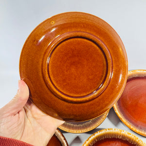 Brown Drip Glaze Pottery Side Plates Mid Century Set of 5 Lot