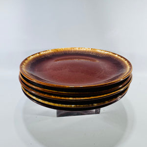 Brown Drip Glaze Pottery Side Plates Mid Century Set of 5 Lot