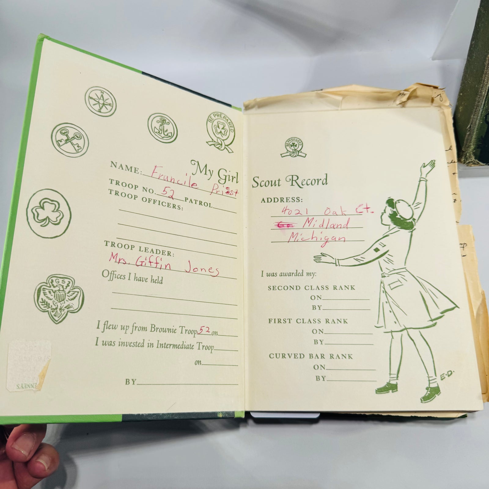Girl Scout Handbook Bundle 1930 Revised Edition and 1955 Eighth Impression Midland Michigan