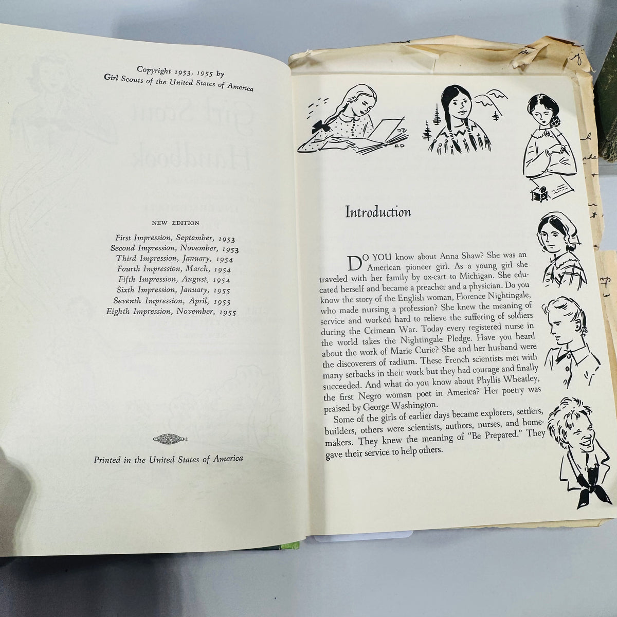 Girl Scout Handbook Bundle 1930 Revised Edition and 1955 Eighth Impression Midland Michigan