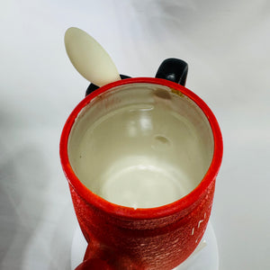 Vintage Enesco Japan Instant Coffee Canister w/ Spoon | Red Coffee Pot Jar (6x4.5)