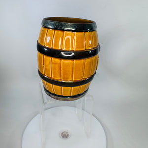 Vintage Barrel “BEER” Mug Tankard | Amber Brown Ceramic Barware (4.5x3)