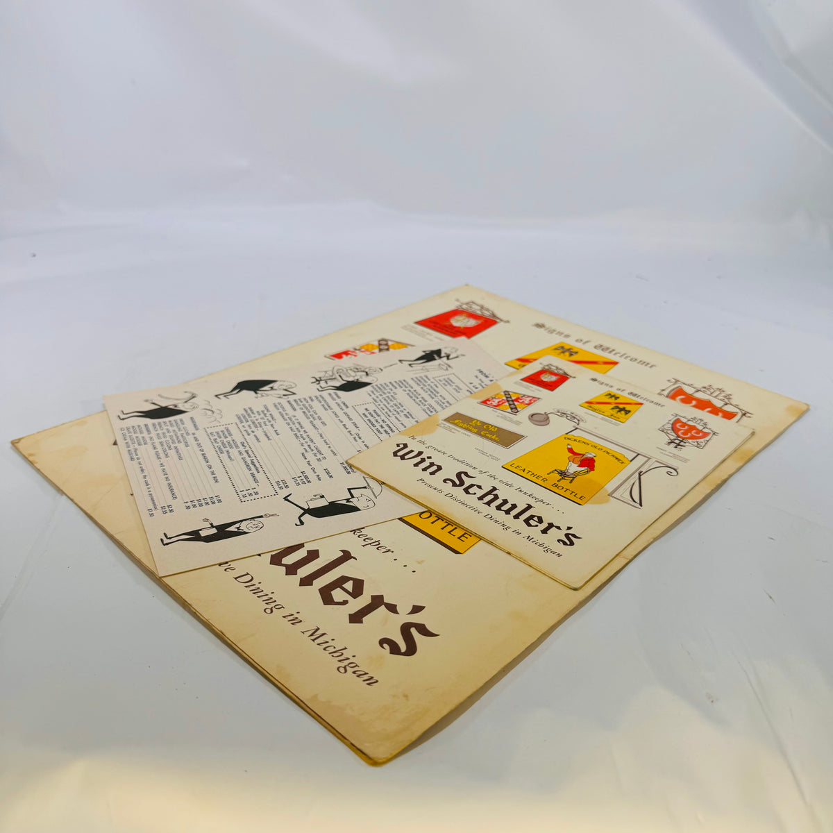 Vintage Win Schuler's Restaurant Main Menu Dessert & A La Carte 1962 Michigan