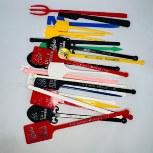 Vintage Cocktail Recipe Mixing Glass + 26 Swizzle Sticks | Mid-Century Barware