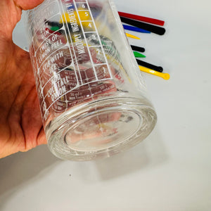 Vintage Cocktail Recipe Mixing Glass + 26 Swizzle Sticks | Mid-Century Barware