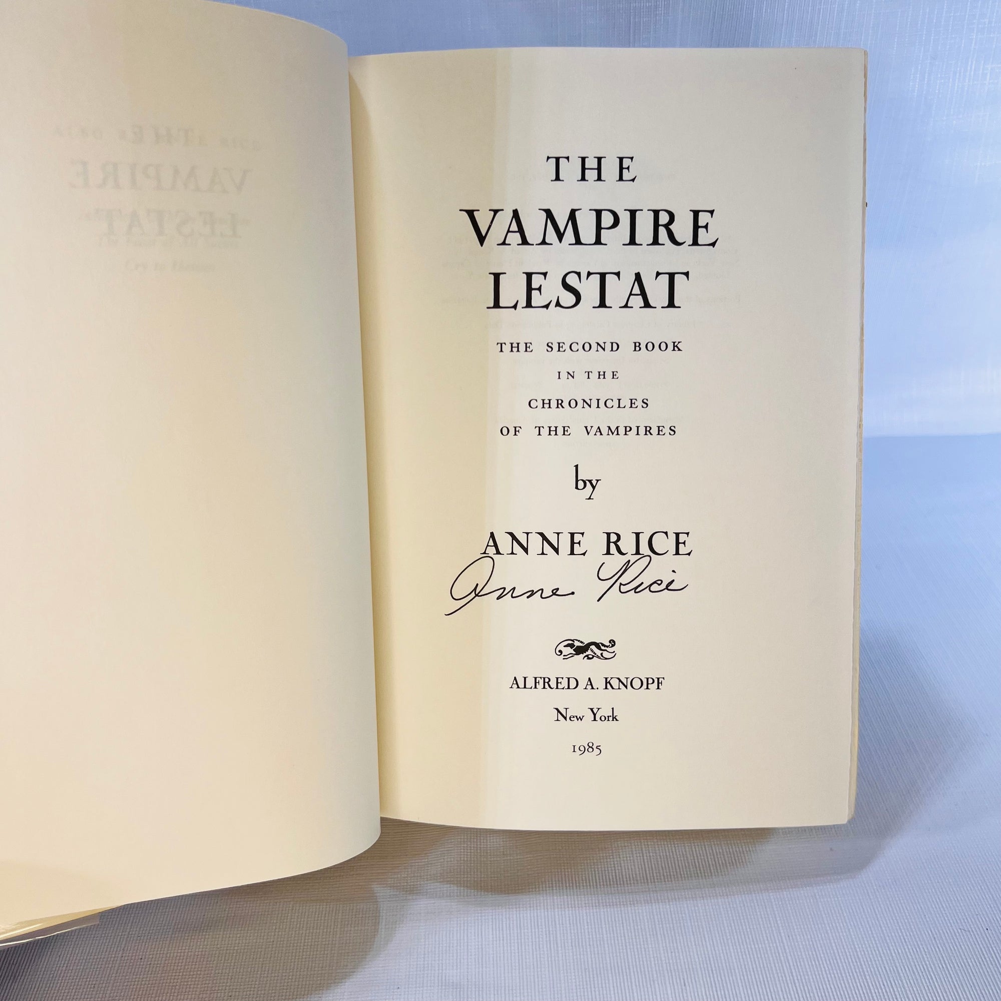 The Vampire Lestat Anne Rice 1985 Signed First Edition Alfred A. Knopf