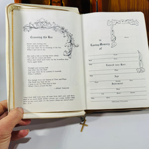 Memorial Edition Holy Bible (1958) w/ Concordance – White Zipper Cover in Wooden Presentation Box | Vintage Christian Reference