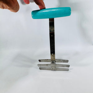 Foley Spring Food Chopper Turquoise Handle 3 Blade Vintage