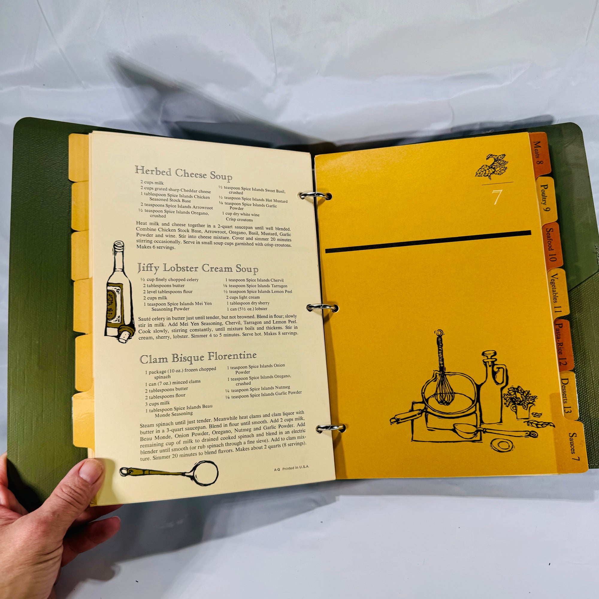 Spice Island Recipe Folio by Spice Island Company 1960s Green 3-Ring Binder