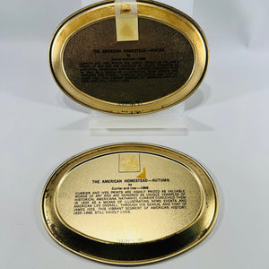 Fabcraft Currier & Ives American Homestead Winter Autumn Trays