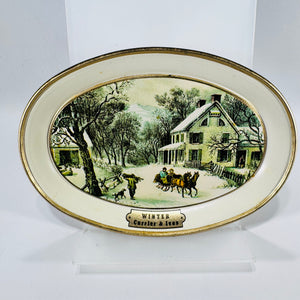 Fabcraft Currier & Ives American Homestead Winter Autumn Trays