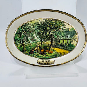 Fabcraft Currier & Ives American Homestead Winter Autumn Trays