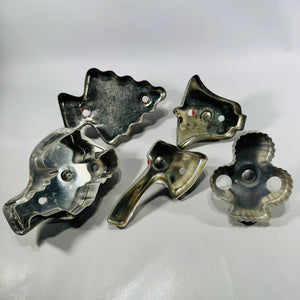 Set of 5 Vintage Aluminum Christmas Cookie Cutters 1930s to 1950s