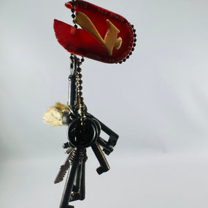 Vintage Skeleton Key Lot Rabbit Foot Seven Crown Keychain