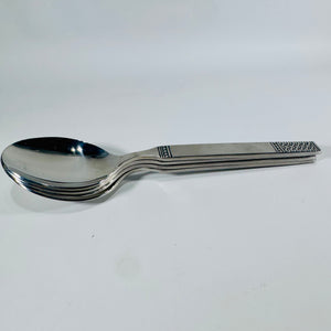Danika Stainless Steel Oval Soup Spoons Bundle of 4, MSI Japan Flatware, Celtic Knot Handle, Vintage Discontinued Silverware