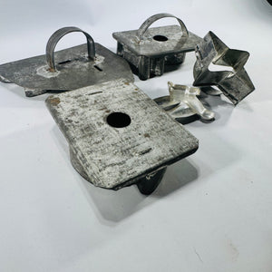Antique Tin Cookie Cutters Rabbit Dog Chick Star Reindeer