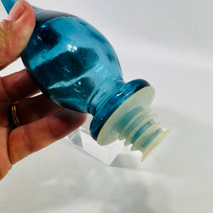 Turquoise Art Glass Flame Decanter Stopper 1960s 6.5 Inch