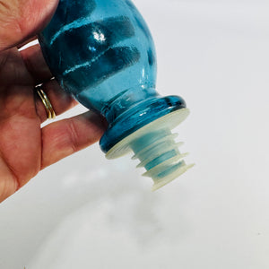 Turquoise Art Glass Flame Decanter Stopper 1960s 6.5 Inch