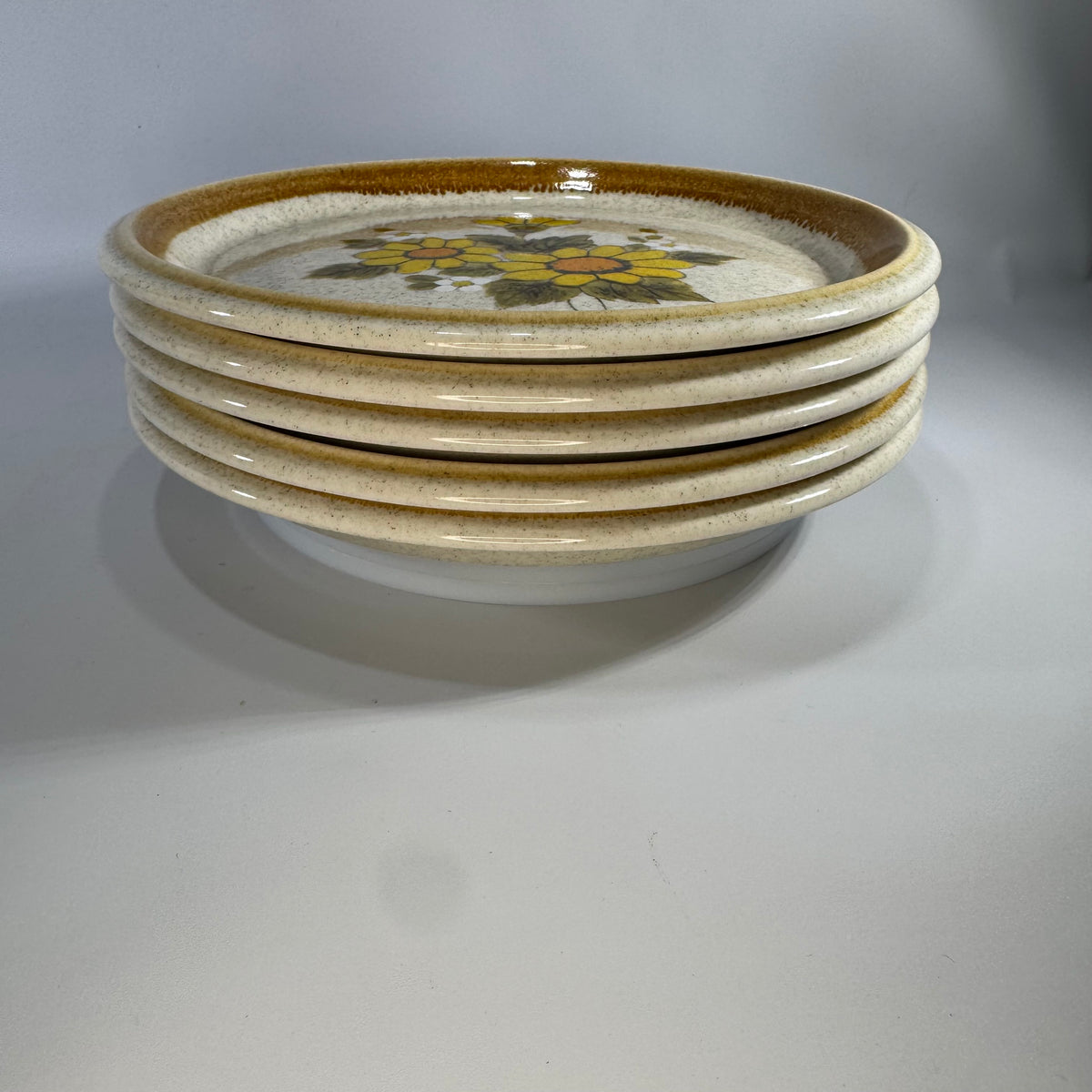 Mikasa Stone Manor Melissa F5811 Salad Plates Set of 5, Vintage Japan Stoneware Dessert Plates, Yellow Floral Discontinued