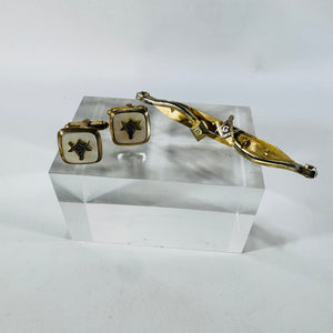 Anson Masonic Cufflinks and Sword Tie Bar Set 1950s