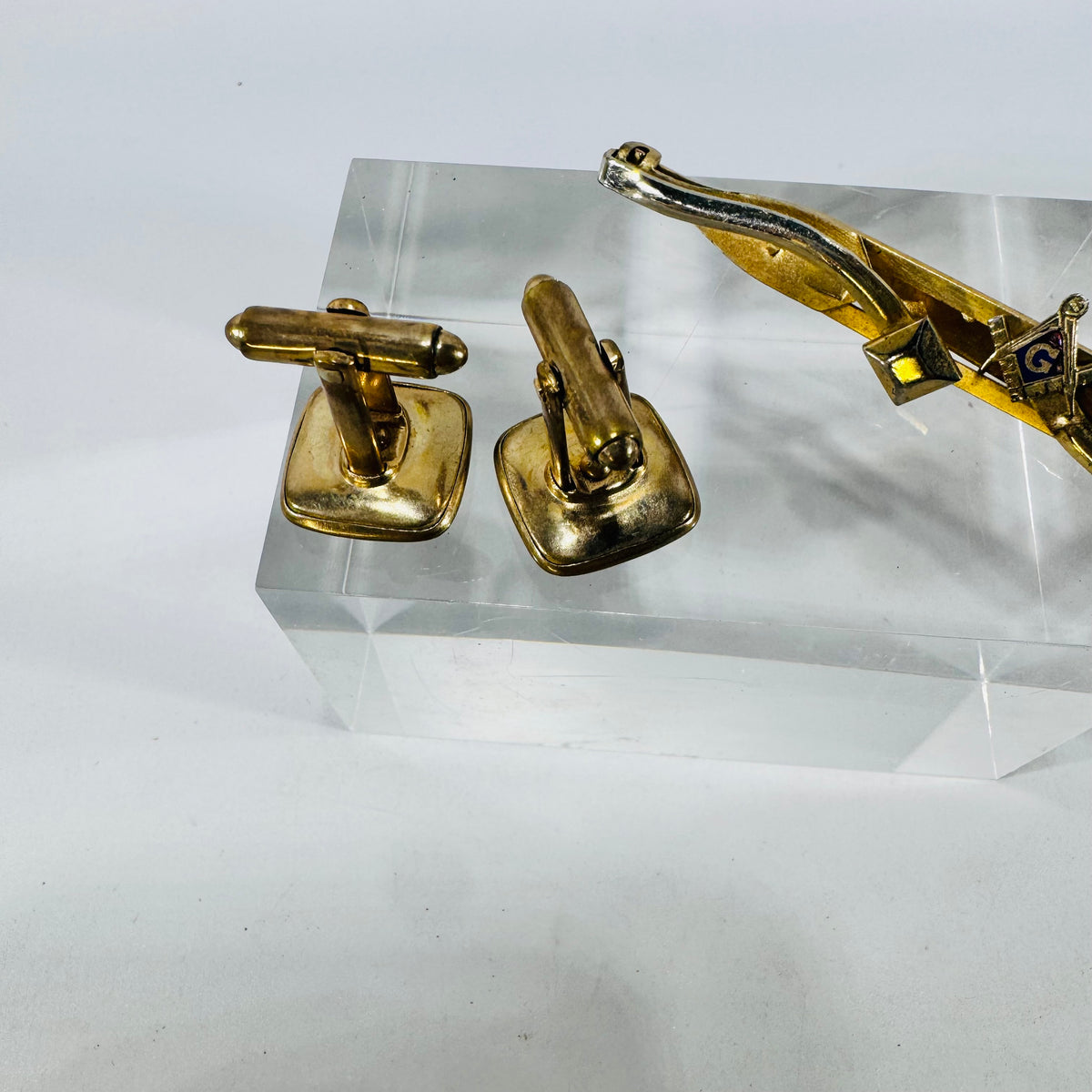Anson Masonic Cufflinks and Sword Tie Bar Set 1950s