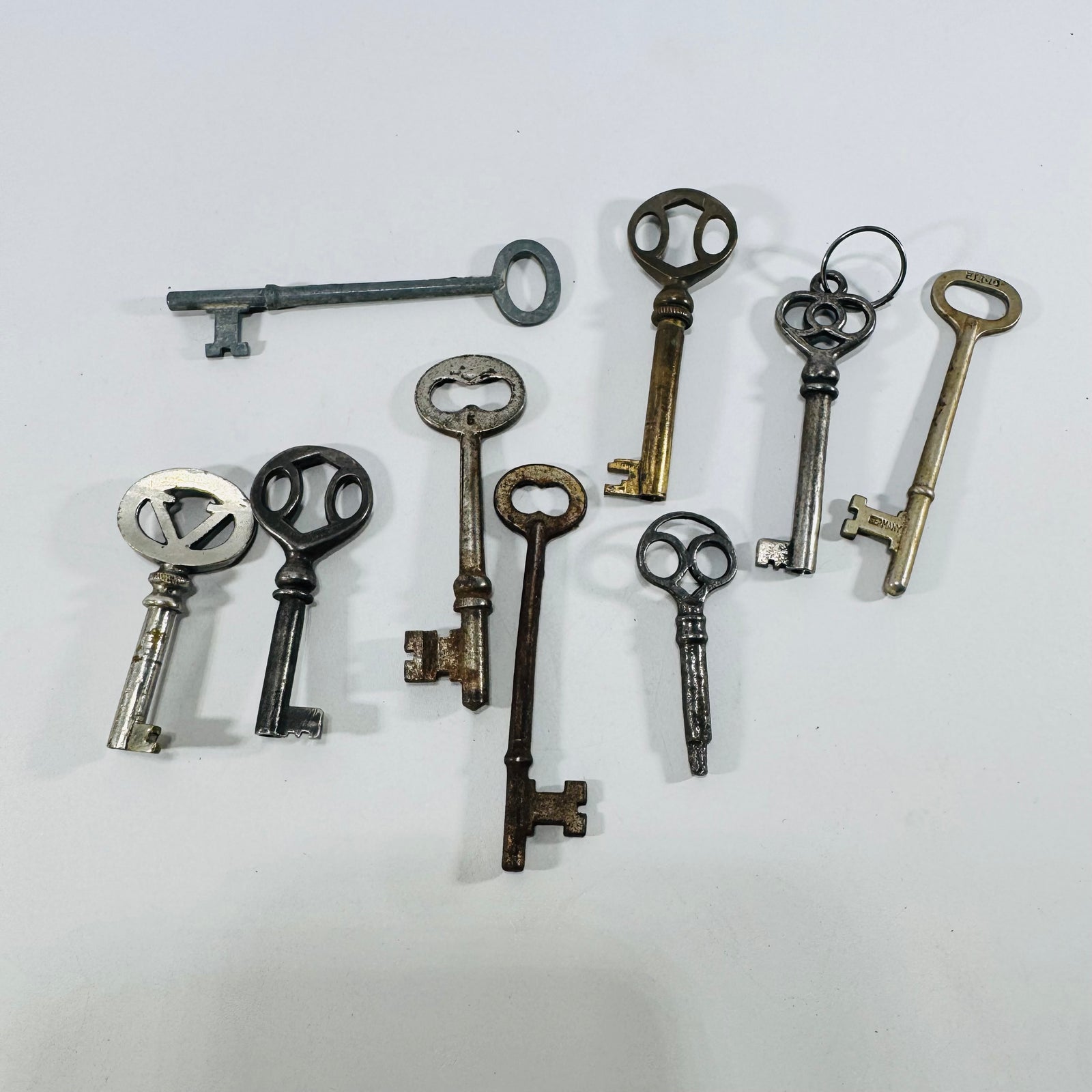 Vintage Skeleton Keys Lot of 9 Warded Keys Germany JECO